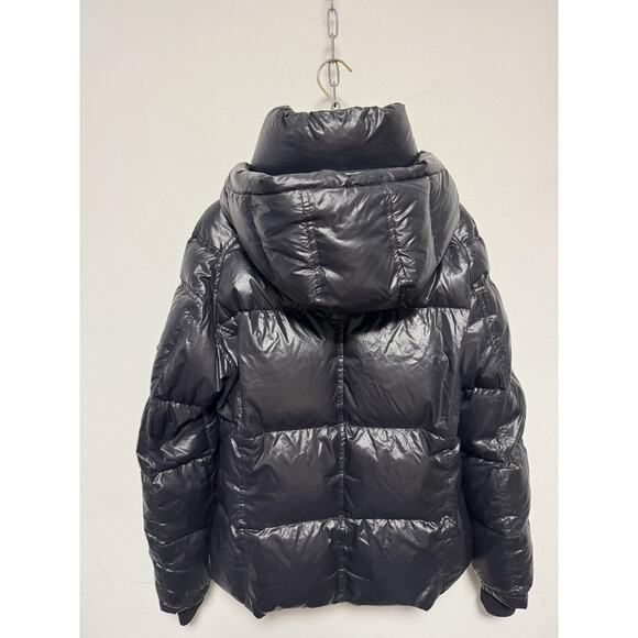 S13 New York Jacket Mens 2XL Black Hooded Puffer Down Feather Full Zip Quilted - Picture 4 of 11